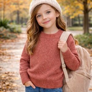 Copper Key Girls Sweater Size S Rust Crewneck Knit Pullover Cozy